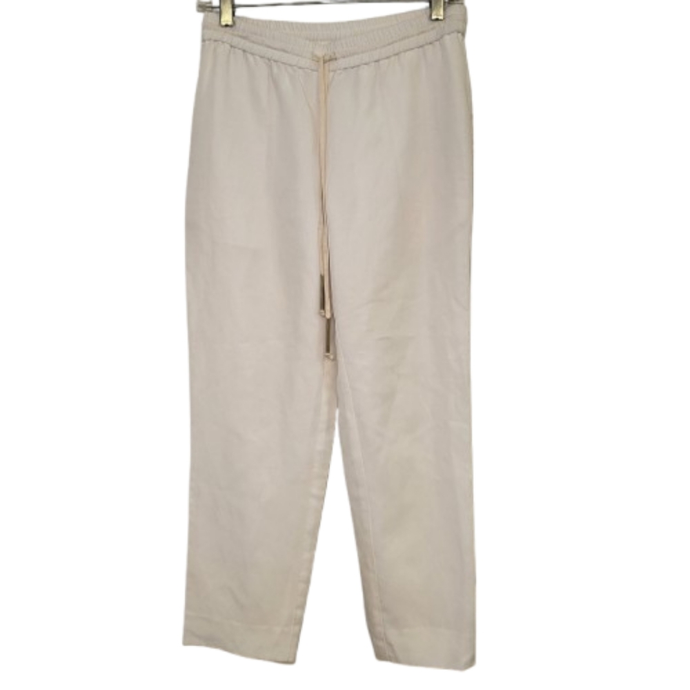Diane von Furstenberg Benett Linen Blend Pants Drawstring waistband Cream Size 0